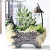 Fioriere Vasi Mini vaso da fiori rock lampadina con luce cartoon resina piante succose bonsai serbatoio fornitura giardino Z230802