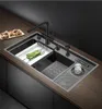 Нанометровый rinser с большим размером Stepped Kitchen Sink 304 из нержавеющей стали толщиной 4 мм ручной работы с ножом держатель