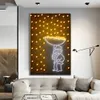 Banksy Art Canvas Schilderij Geld Regen Neon Paraplu Meisje Abstracte Posters Wall Art Foto Woonkamer Woondecoratie Frameloze w06