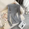 Women's Knits Sping Autumn Underlay T-shirt Top Gebreide Pullovers Slim Fit Bottoming Shirt Solid Soft Knitwear Truien Basic Truien