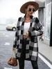 Femmes tricots mode femmes chandails lâche Plaid contraste tricoté Cardigan automne hiver manteau hauts à manches longues dames pull