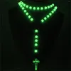Chains Glow In Dark Plastic Rosary Beads Luminous Noctilucent Necklace Catholicism Religious Jewelry Party Adult Gift Collares
