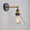 Lampy ścienne Retro Industrial Wind Glass Lampa Brązowa przezroczysta przezroczysty poszycie LB12521 LED Nowoczesne światło