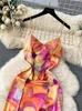 Повседневные платья Singreiny Fashion Tie Dye Print Press платье женское ремешок Slim без обратного расщепления Soldress 2023 Elastic Patchwork Long Long