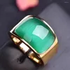 Trouwringen Mens Grote Groene Opaal Edelsteen Ring Goud Kleur Massief Roestvrij Staal Met Stenen Bands Partij Sieraden Gift Groothandel