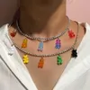 Strengen Nieuwe Mode 7 Vlinder Hanger Ketting voor Vrouwen Zilver Kleur Strass Gummy Bear Tennis Chain Choker Sieraden Gift 230613