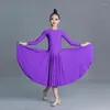 Stage Wear Fashion National Standard Ballroom Dance Dress Girls Long Sleeved Latin Competition Costume Modern SL8366