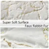 Dywany Faux Rabbit Fur dywan do salonu duży złoty marmurowa konsystencja sypialnia miękka pluszowa mata dla dzieci luksusowy puszysty R230802