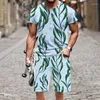 Herrspårar Summer Men Shorts Set 3D Tropical Plant Flowers Print Hawaiian Shirt and Beach Wear Holiday Clothes Two Piece Beachwear