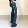 Jeans femme Weekeep en détresse Y2k évasé Streetwear taille basse Rivet couture Cargo pantalon 90 s Grunge femmes Denim pantalon Vintage