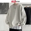 Mens Hoodies Sweatshirts Lappster Men Färgstark svart solid överdimensionerad japansk streetwear man harajuku crewneck hoodie 5xl 230802