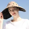 Chapeaux à large bord Style été Protection UV chapeau Sports de plein air casquette pliable femmes chapeau de soleil seau fleur visière haut vide