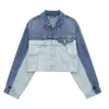 Jaqueta jeans com patchwork de patchwork para moda de rua feminina primavera 2023 w085 8447