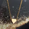 Pendant Necklaces Simple Basic Gold Color Heart Through Chain Necklace For Women Girl Delicate Tiny Lovely Jewelry Accessory