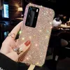 Mobiltelefonfodral Luxury Glitter Bling Crystal Diamond Phone Case för Huawei P50 P40 P30 P20 Pro Lite Nova 5T Y7A Mate 40 30 20 P Smart 2021 Cover LF230731.