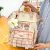 Schultaschen 5 Stück Rucksack Preppy Style Ästhetischer Rucksack Plaid Große Kapazität Canvas Casual Girls Daypack 230801