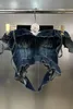 Maglioni da donna Absgd 2023 Summer Flanging Ruffled Allacciatura Winding Waist Sweet And Cool Wind Street Tide Elastic Denim Tube Top Girl.