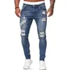 Pantalons pour hommes Mode Hip Hop Streetwear Skinny Ripped Damage Pantalon Distressed Denim Mens Designer Clothing Jean Pant Pencil