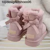 2023 designer Classic Warm ugse women Mini Half Snow fashion brand button Boot Winter uggly Full Fluffy furry Satin Ankle ugglies bow Booties slippers