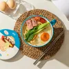 Kommen 950ML Cartoon Instant Noedelkom Salade Creatieve Keramiek Met Deksel Student Lunchbox Bento Geschenken