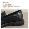 Dress Shoes 2023 Spring Women's Leather Mid Heel Loafers British Style Black Casual Banquet And Office Wear Fashion Design