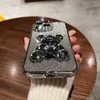 Mobiltelefonfodral Gradient Glitter 3D Crystal Diamond Bear Phone Fall för iPhone 14 Pro Plus 11 12 13 Pro Max Luxury Plating Cover med Lens Film L230731