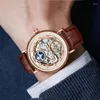 Horloges KINYUED Luxe Skeleton Tourbillon Wijzerplaat Ontwerp Heren Horloges Topmerk Waterdicht Casual Automatisch Mechanisch Horloge Heren