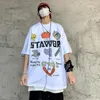 Men's T Shirts T-shirt Vegetable Cartoon Print Trend High Street Loose Washed Old Large Size Short-sleeved Tops M-5XL