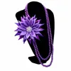 Choker Två lager Pearl Long Statement Pure Africa Violet Corsage Ribbon Flower Shoulder Lady Halsband