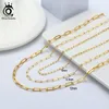 خيوط سلاسل Orsa Jewels 6mm 9mm مقاس 12 ملم أحجام الورق الورقية قلادة 925 الجنيه الاسترليني الفضة 14K Gold Man قلادة كهدية SC39 230801