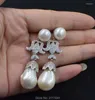 Boucles d'Oreilles Une Paire Blanc Reborn Keshi Perle D'eau Douce 13-18mm Goutte Crochet Perles En Gros FPPJ