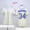 Vintage Movie Baseball Wears Jersey 24 Ken Griffey 34 Felix Hernandez Blank Jerseys Women Size S--XXXL