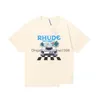 T-shirt da uomo Rhude Racing Stampa Taglie forti T-shirt in cotone da uomo T-shirt oversize vintage da uomo Streetwear Tee Uni Tees Youth Short Sle Dho27