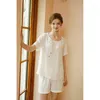 Kvinnors sömnkläder 2023 Summer China-chic Ancient Rayon Satin Short Sleeve Shorts Pyjamas Rose Jacquard Home Clothes Viscose