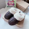 Designer Brand New women v Slippers Leather Children size mens with soft Fur Suede Velvet Winter fashion Slipper Loafers Mules Flat size 3545