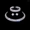 Halsbandörhängen Set 1 Elegant strass smycken för kvinnor legering faux kristall choker armband ideal brud bröllop par