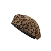 Stingy Brim Hats Leopard Print Spring Autumn Beret Korean Version All-Match Student Painter Hat Winter British Fashion Trendy Octagonal Cap J230802