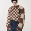 Maglioni da uomo Moda Motivo a scacchiera irregolare Maglione Coppia Autunno Inverno Allentato Causale High Street Pullover oversize Abiti maschili