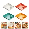 Dinnerware Sets 4 Pcs Pp Snack Plate Condiment Tray Plastic Tableware Control Panel Plates Restaurant Salad Dessert