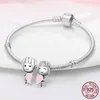 925 Sterling Srebrny Dangle Charm Unlimited Love Mom Heart to Heart Fashion Bead Fit Pandora Charms Bransoletka DIY Akcesoria biżuterii