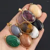 Charms 31x20mm Tiger Eye Crystal Agate Charme Natural Stone Para Fazer Jóias DIY Colar Brinco Feminino Acessórios Aleatoriamente 1pc