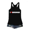 Frauen Tanks Ich liebe Grunge 2000er Jahre Goth Kleidung Y2K Tanktops Frauen Baumwollhülsen und Racerback Grafik Tee hohl aus der Schulteroberseite