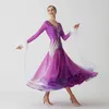 Scen Wear 2023 S Purple Ballroom Dress Standardkläder för dansdanstävling Röda klänningar Waltz-B-21190