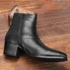 Stövlar storlek 40 ~ 44 män höjd skor mode män högklackade stövlar läder chelsea ankel stövlar #g18 l230802