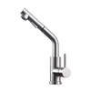 Robinets de cuisine Tout en laiton Pull-out Salle de bain Robinet Mélangeur de pont Réservoir d'eau froide Évier Mitigeur 1 trou Nickel brossé