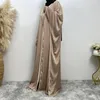 Vestuário étnico Quimono Mulher Muçulmana Vestido Cetim Eid Al-Adha Open Abaya Dubai Luxo Kaftan Árabe Marroquino Turquia Robe Roupas Islâmicas