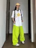 Kvinnor S Pants S Deeptown Y2K Green Parachute Women Overdimensionerad koreansk stil Wide Leg Trausers Streetwear Harajuku Hip Hop Sweatpants 230801