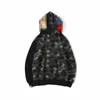 A Bathing Ape outono e inverno novo masculino casual chapéu duplo bordado camuflagem patchwork suéter jaqueta banho macaco com capuz