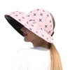Chapeaux à large bord Style été Protection UV chapeau Sports de plein air casquette pliable femmes chapeau de soleil seau fleur visière haut vide