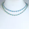 Цепочки 2023 Blue Stone Cz Che Chain Collese для женских ювелирных ювелирных украшений Gold Gold Platinum с 41 см.